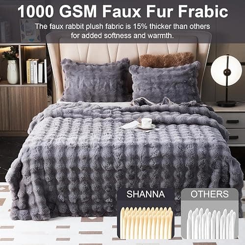 Kuscheldecke Kaninchen Plüsch Decke Super Soft Wohndecke Dick 1000 G/M² Flanell Decke Couchdecke Warme Überwurfdecke Sofadecke Vielseitig Blanket Für Bett Sofa Schlafzimmer Büro Dunkelgrau 130 x 160cm thumbnail 3