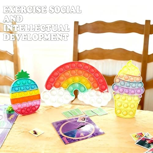 4 Pcs Fidget Toys, Rainbow Push Bubble Fidget Toys Ice Cream Toy Pineapple Squeeze Toys Set for ADHD Autism Stress Relief Toy Gift thumbnail 5