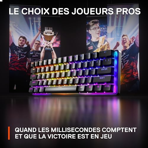 SteelSeries Apex Pro Mini Clavier Gamer 60% - Switches OmniPoint 2.0 HyperMagnetic - Actionnement Ajustable - Rapid Trigger - Rapid Tap/SOCD - Capuchons PBT - RVB - USB-C - Format FR AZERTY thumbnail 7