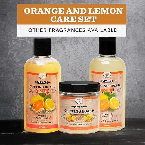 CLARK'S Food Grade Mineral Oil (12oz) and Carnauba Wax (6oz) Set - 100% Natural Butcher Block Oil and Cutting Board Wax - Food Safe Beeswax and Wood Cutting Board Oil with Orange & Lemon Extract thumbnail 7