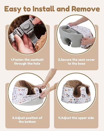 BOMOLOUR Seat Cover Compatible with Bumbo and Nuby Seat, Removable Breathable Baby Floor Seat Cover for Boys and Girls, Seat Not Included (Brown Farm) thumbnail 8