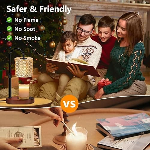 seenlast Electric Candle Lamp Warmer with Timer Dimmer, Adjustable Height, Candle Warmer Lamp for Christmas, Birthday, Coaster Home Decor Gift thumbnail 4