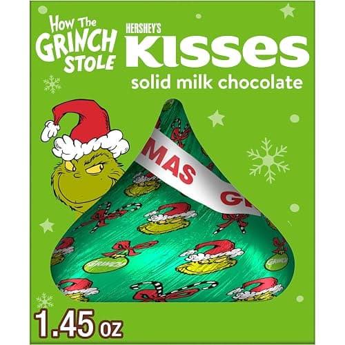 HERSHEY'S KISSES Grinch Solid Milk Chocolate, Christmas Candy Gift Box, 1.45 oz - Image 1