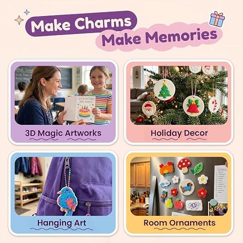 TMOL 103 Pcs Magic Foam Texture Painting Kit, Mess Free Craft Kits for Kids | Including 72 Pcs Foam Texture Paper & 12 Colors Acrylic Paint Markers, Creative Magic Puffy Paint Kit, Arts Crafts for Kids thumbnail 7