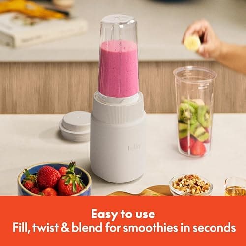 bella 6 Pcs Portable Rocket Blender, Juicer & Smoothie Maker, Press & Twist Design, EverGood™ & BPA Free Dishwasher Safe Parts, 4 Tip Stainless Steel Blade, Cord Wrap, 240 Watt Motor, Oatmilk thumbnail 5