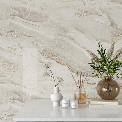 VEELIKE 15.7''x118'' Beige Gold Liquid Marble Contact Paper for Countertops Peel and Stick Waterproof Granite Countertop Paper Self Adhesive Marble Wallpaper Vinyl Roll for Kitchen Bathroom Table Wall thumbnail 6