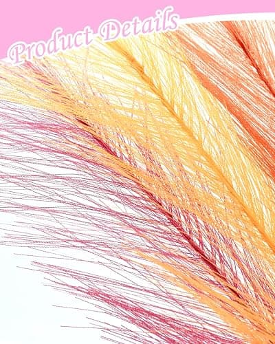 Veneloo 30pcs Faux Pampas Grass Pink Orange Fall Decor, 17.7inch Short Artificial Pompous Grass Fluffy Fake Pompas Branches Vase Filler Flower Arrangement for Home Party Outdoor Wedding Decor thumbnail 6