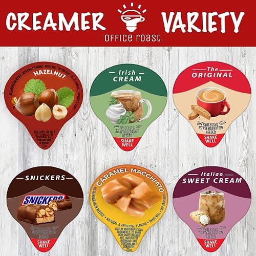 Office Roast Variety Pack Creamers Liquid Creamer Singles | Gift Assortment Box | Coffee Cream | Snickers, Italian Sweet, Original, Hazelnut, Irish & Caramel Macchiato - No Refrigeration - Box Of 30 thumbnail 2