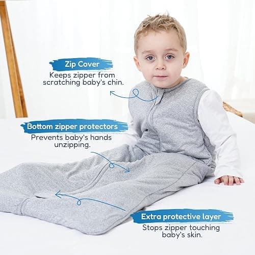 TotAha Toddler Sleep Sack 1.0 TOG for 2T-3T-4T, Soft Wearable Blanket Baby Sleep Bag with 2-Way Safe Zippers,Fluffy Extra Large Sleeping Sacks, Grey thumbnail 3