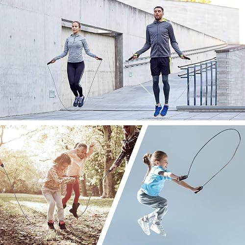 Blukar Springseil, Speed Rope Verstellbar mit Hautfreundlichen Schaum Griffe, 3 Meter Länge Einstellbar, Rutschfest und Ideal für Fitness & Ausdauer & Seilspringen, geeignet für Erwachsene thumbnail 7