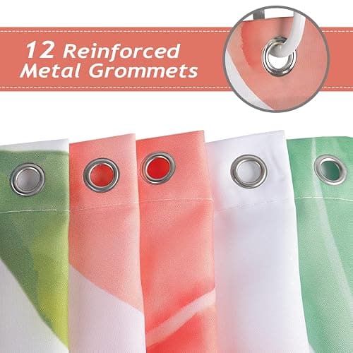 Bonhause Peach Shower Curtain, Allover Fruits Pink Peachy Bathroom Curtain 72x72 Inch Polyester Fabric Waterproof Bath Curtain with 12 Hooks thumbnail 5
