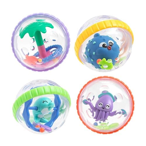 Nuby Bubbly Buds Interactive Bath Set - (4-Pack) Baby Bath Toys - 6+ Months - Image 1