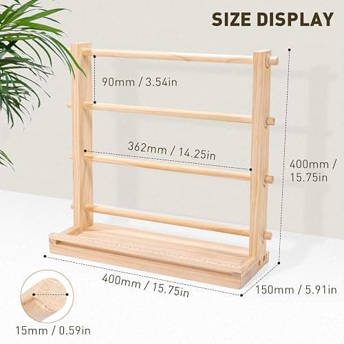 PUNLUXU Ribbon Storage Rack Spool Holder Organizer Sewing Craft Wreath Mesh Crochet Thread Tulle Roll Washi Tape Craft Florist Wrapping，15.7 in thumbnail 3