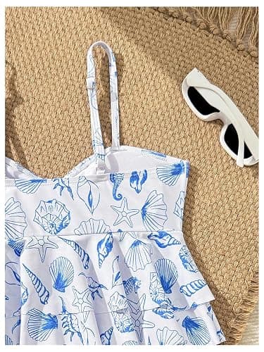 SHENHE Girl's Ruffle Tankini Swimsuits 2 Piece Spaghetti Strap Layered Eyelet Bathing Suits thumbnail 5