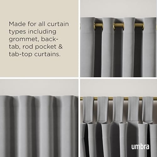 Umbra Cappa Curtain Rod – 1-Inch Drapery Rod Extends from 66 to 120 Inches, Includes 2 Matching Finials, Brackets & Hardware, Brass, 66 to 120-inches thumbnail 5