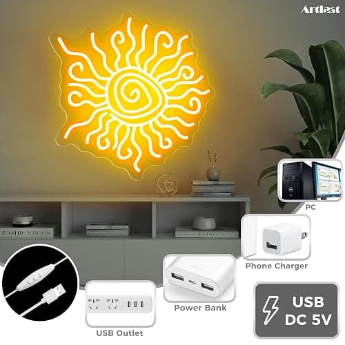 Twisted sun neon LED light wall decor thumbnail 3