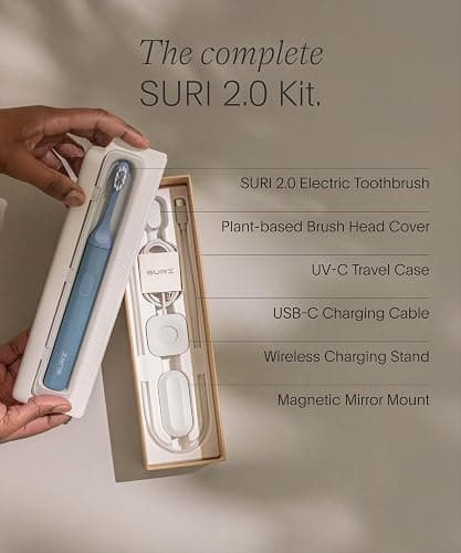 SURI 2.0 New Sonic Electric Toothbrush with Pressure Sensor & UV-Cleaning Travel Case | 1 Month+ Battery | Electric Toothbrush for Adults | Travel Toothbrushes | Tooth Brush | Blue thumbnail 5