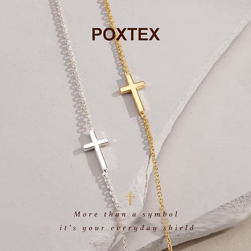 Poxtex Gold Jesus Cross Bracelets for Women Trendy, 14K Dainty Gold Plated Religious Bracelets for Women Bulk, Christian Baptism Gifts for Women Mom Her thumbnail 8