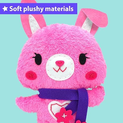 KRAFUN Sewing Kit for Kids Beginner My First Art & Craft, Includes Bunny Doll Stuffed Animal, Instructions & Plush Felt Materials for Learn to Sew, Embroidery, Age 7 8 9 10 11 12 thumbnail 6