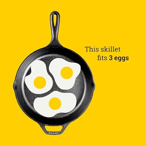 10.25 Inch Cast Iron Skillet – Pre-Seasoned Frying Pan with Teardrop Handle – Oven, Stovetop, Grill & Campfire Use – Made in USA – Durable, Non-Toxic, Even-Heating Cookware – Black thumbnail 5