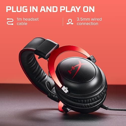HyperX Cloud II - Gaming Headset, 7.1 Surround Sound, Memory Foam Ear Pads, Durable Aluminum Frame, Detachable Microphone, Works with PC, PS5, PS4, Xbox Series X|S, Xbox One – Red thumbnail 2