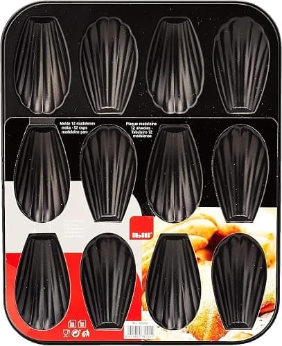 Ibili 820502 Plaque de 12 madeleines, Acier, Noir, 25,9 x 20,9 x 1,4 cm - Image 1
