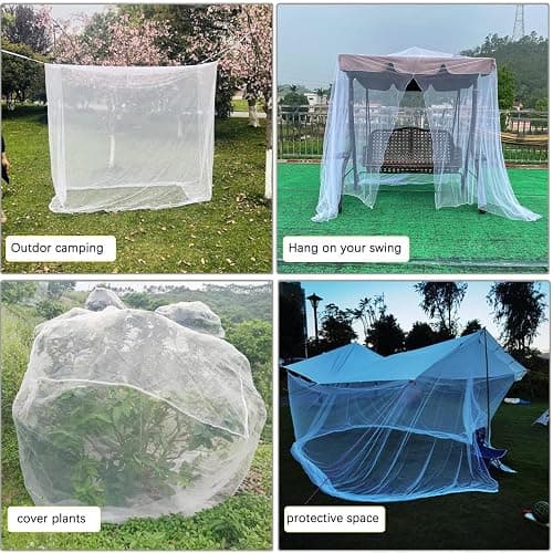 Mengersi Bed Canopy for Full Queen King Size Bed,Canopy Bed Curtains Elegant Mosquito Net,Mosquito Netting for Camping Patio Indoor Outdoor Bug Net,White thumbnail 5
