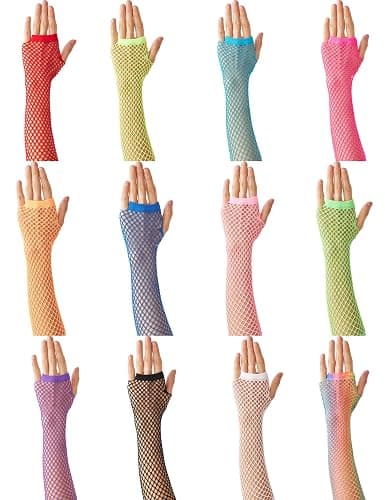 OTPEH Short Fishnet Gloves Fingerless For Women Fish Net Mesh Emo Goth 80s Scene Accessories thumbnail 5