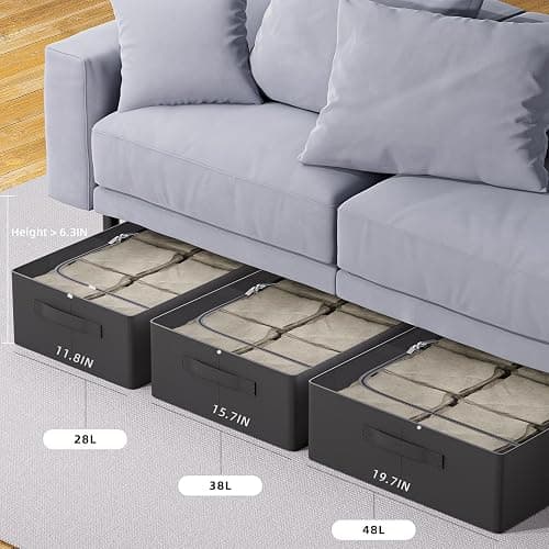 CYhom Under Bed Storage Bins Frame Storage Box Oxford Fabric Sturdy Underbed Container Foldable Stackable Large Capacity Clothes Organizer thumbnail 7