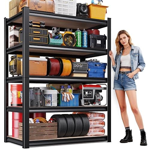 71"H-35"W Garage Shelving-2050LBS 5 Tier Storage Shelves,Adjustable Heavy Duty Metal Shelving Unit and Storage Large Rack,Utility Steel Shelf For Shop Warehouse Industrial Pantry Basement 71"x35"x16" - Image 1