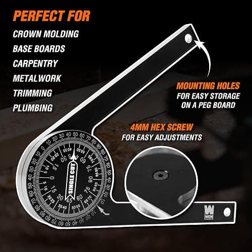 WEN Miter Saw Protractor, 7.25-Inch Aluminum Alloy with Laser-Engraved Scaled (ME175P) thumbnail 6