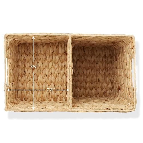 Casafield Stair Step Basket with Handles, Natural - Woven Water Hyacinth Staircase Basket Storage Bin Organizer thumbnail 2