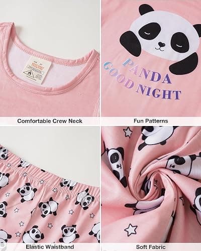 MyFav Big Girls Sleeveless Pajama Sets Cute Panda Polka Dot Sleepwear Loungewear thumbnail 7