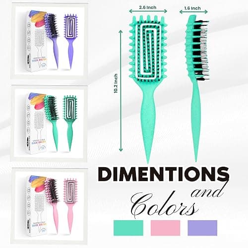 Curl Defining Brush for Curly Hair, Ultimate Vented Hair Brush with Boar Bristles, Unisex Styling and Detangling,Shaping and Defining Curls brush Reduce Pulling, Ideal for All Hair Types (Teal) thumbnail 8