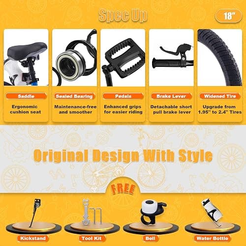RoyalBaby Kids Bike Freestyle Classic & EZ Balance Pedal Switchable Bicycle, 12 14 16 18 Inch, 3-10 Years Toddler to Big Kids thumbnail 3