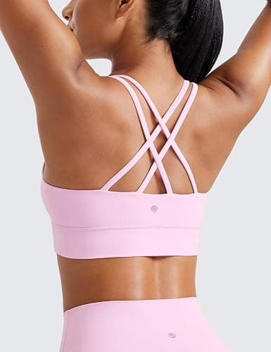 CRZ YOGA Softness Mold Womens Butterluxe Strappy Longline Sports Bra - Double Spaghetti Strap Workout Yoga Crop Top Athletic thumbnail 2