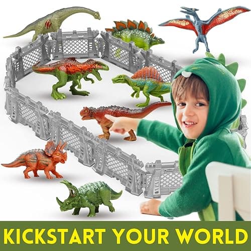 Oriate 12PCS Dinosaur Capture Fencing Accessories Playset, Plastic Dino Cages Kids Play Fence Enclosure, Suitable for Dinosaurs World Figurines Jurassic Fences thumbnail 3
