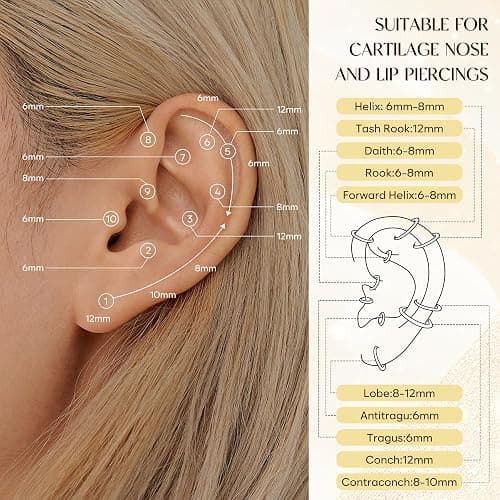 Small Gold Huggie Hoop Earrings Set for Women Men Hypoallergenic 14K Plated Stack Cartilage Earrings, Multiple Piercing Lightweight Mini Thin Cute Dainty Trendy Jewelry Set Christmas Gifts for Women thumbnail 7