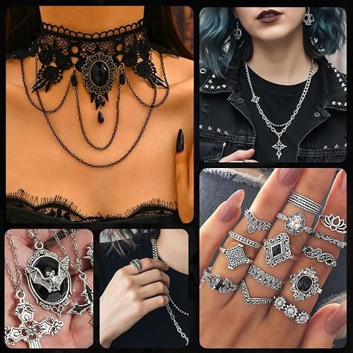 NoctisNest Mystery Jewelry Jar for Women - Surprise Gothic Witchy Jewelry Box Vintage Gift Set Multi Style with Necklaces Earrings Rings Bracelets, Halloween Costume Accessories Gift for Her thumbnail 3