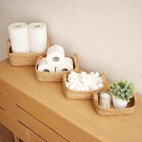 Beautiful Storage Basket Set of 4 - Natural Jute Rope Baskets for Shelves Are Perfect for Organizing Your Home - Quality Storage Bins Easily Fit With Any Nursery or Bedroom Decor thumbnail 3