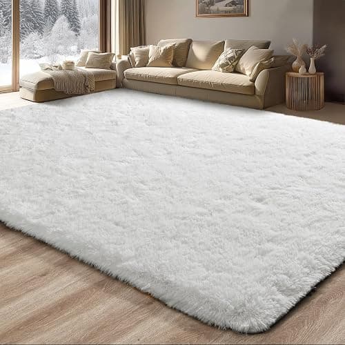 Merelax Soft Modern Indoor Large Shaggy Rug for Bedroom Livingroom Dorm Kids Room Home Decorative, Non-Slip Plush Fluffy Furry Fur Area Rugs Comfy Nursery Accent Floor Carpet 5x8 Feet, Ivory - Image 1
