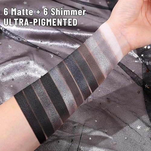 UCANBE Smokey Eyeshadow Palette, Dark Black White Gray Silver Natural Nude Matte Shimmer Eye Shadow Pallet for Smoky Emo Goth Makeup, 12 Color High Pigmented Long Lasting Waterproof Pallete with Brush thumbnail 3