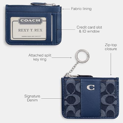 Coach Essential Mini ID Card Case in Signature Denim, LH/Deep Blue Multi thumbnail 3