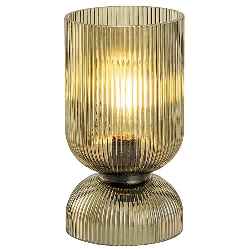 Gmrhndy Modern Table Lamp,Glass Mid Century Lamp with Green Glass Shade, Bedside Lamp with On/Off Switch, Minimalist Nightstand Lamp for Bedroom, Living Room, Office (Bulb not Included) thumbnail 2