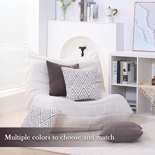 HPUK Decorative Throw Pillow Covers Set of 4 Dark Gray Geometric Design Linen Cushion Cover for Couch Sofa Living Room, 18"x18", Natural thumbnail 6