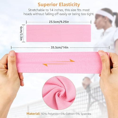 DiyJibb Headbands for Women, Stretchy Non Slip Soft Cotton Cloth Hair Bands for Sports, Workout, Yoga and Running, 7pcs thumbnail 2