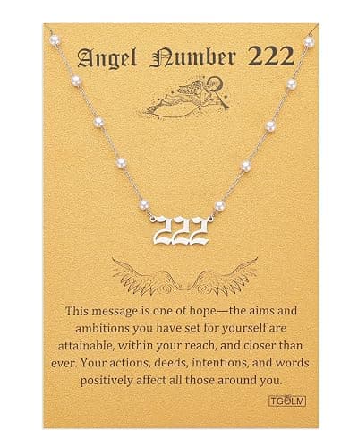 TGOLM Angel Number Necklace 18k Gold Plated Stainless Steel Faux Pearl Choker Chain Aesthetic Accessories Jewelry for Women 16" - Image 1