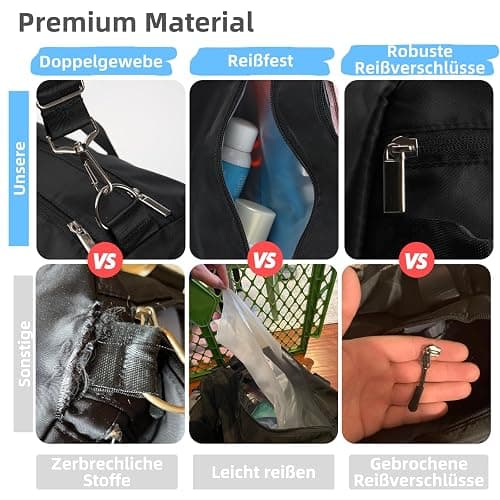 DAYGOS Sporttasche Herren, Reisetasche mit Schuhfach & Nassfach, Wasserdicht 40L Sporttaschen Sportbeutel Schwimmtasche Trainingstasche für Sport, Gym & Fitness, Weekender Reisen Duffel Bag (Schwarz) thumbnail 6