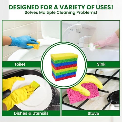 MMG Prime Cellulose Sponges – 24-Pack Multicolored Compressed Natural for Kitchen – Plant-Based, Biodegradable, Non-Scratch, Quick-Dry, Super-Absorbent for Dishes & Surfaces thumbnail 5