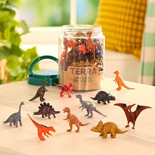 Terra by Battat – 60 Pieces Dinosaur Figures Assorted Mini Plastic Animals for Kids Birthday Party Supplies Decorations Educational Toy Playset 3+ Years thumbnail 3